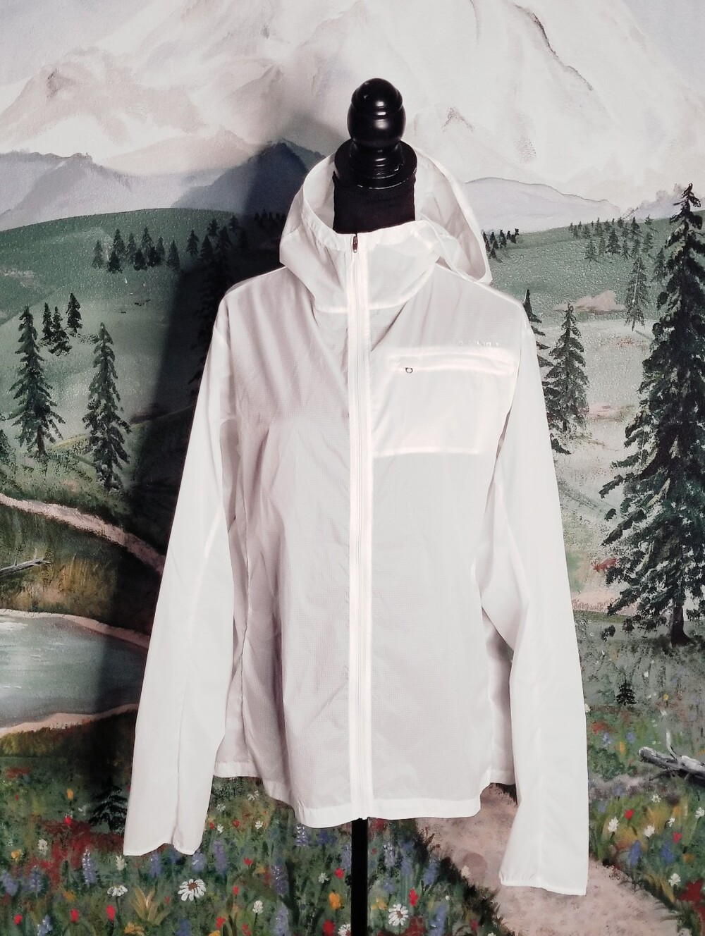 Patagonia Rain Jacket Lightweight Nylon Hood Rolls Down White XL